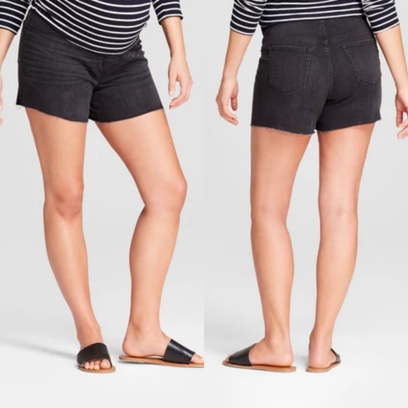 Isabel Maternity by Ingrid /& Isabel Crossover Panel Midi Jean Shorts Light Wash